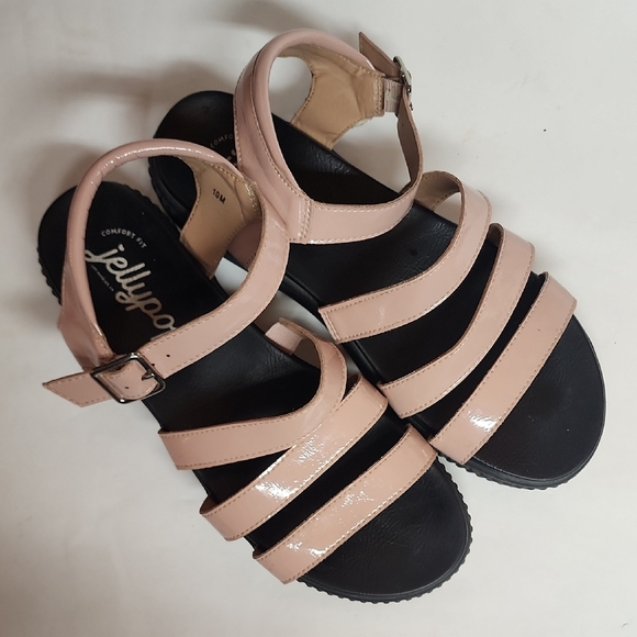 Jellypop Shoes - Jellypop Comfort Fit Size 10M Blush and Black Strappy Sandals